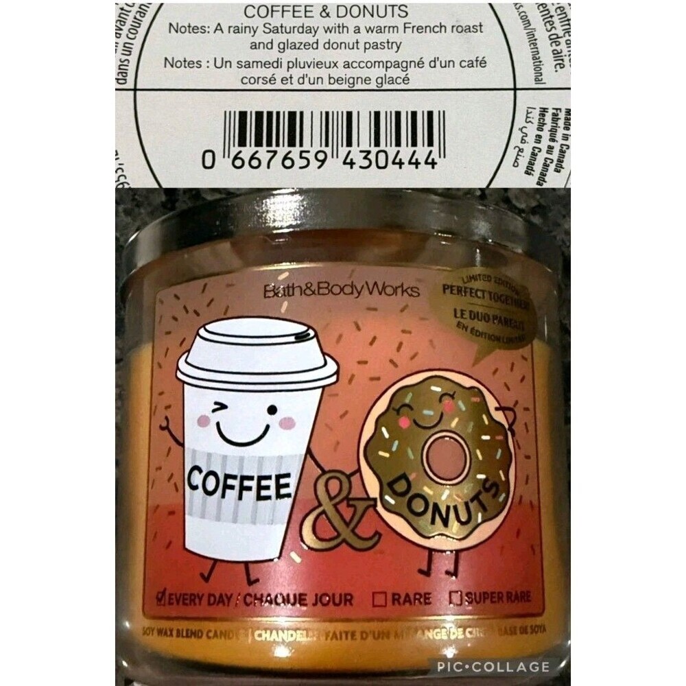 Bath & Body Works Coffee & Donuts 3-Wick Candle Set Limited Edition Lot of 2